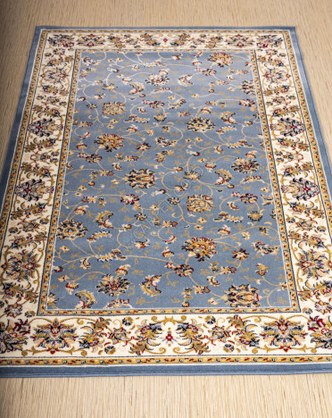 Ковер монгольский 6C2243-106 Hunnu (Вискоза - Шерсть, голубой)