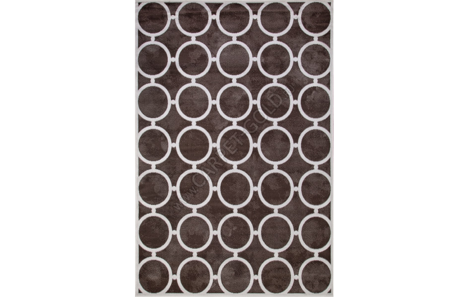 Ковер D713 - BROWN-CREAM 2 - Прямоугольник - коллекция SIERRA рисунок круги